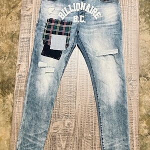 Billionaire Boys Club Light Blue Patchwork Skinny Jeans